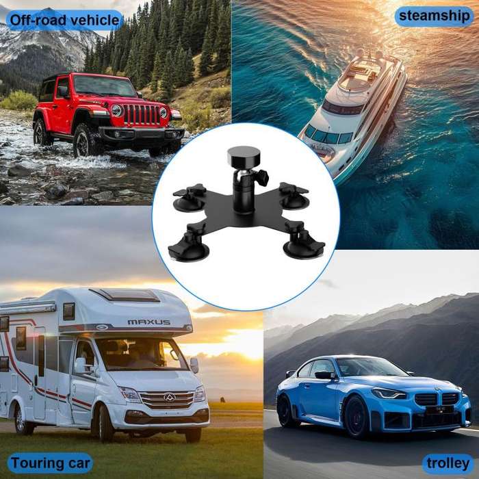 For Starlink Mini Magnetic Car Mount Suction Cup Bracket + Connection Block(Black)