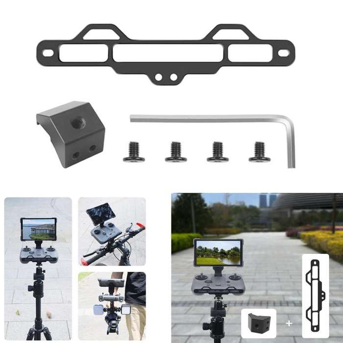 For DJI RC Pro 2 Aluminum Alloy 1/4-inch Tripod Adapter Mounting Bracket(Black)