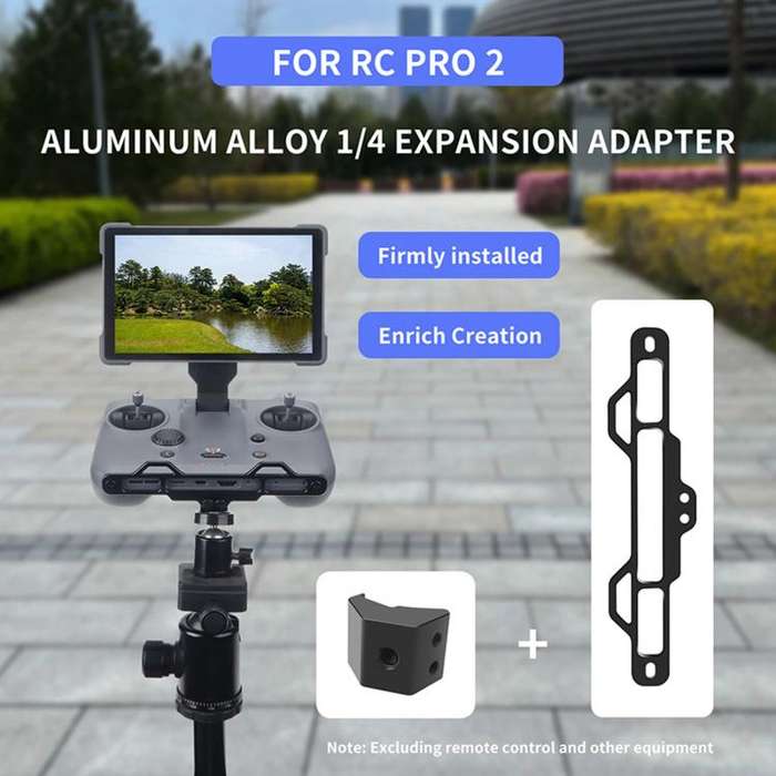 For DJI RC Pro 2 Aluminum Alloy 1/4-inch Tripod Adapter Mounting Bracket(Black)
