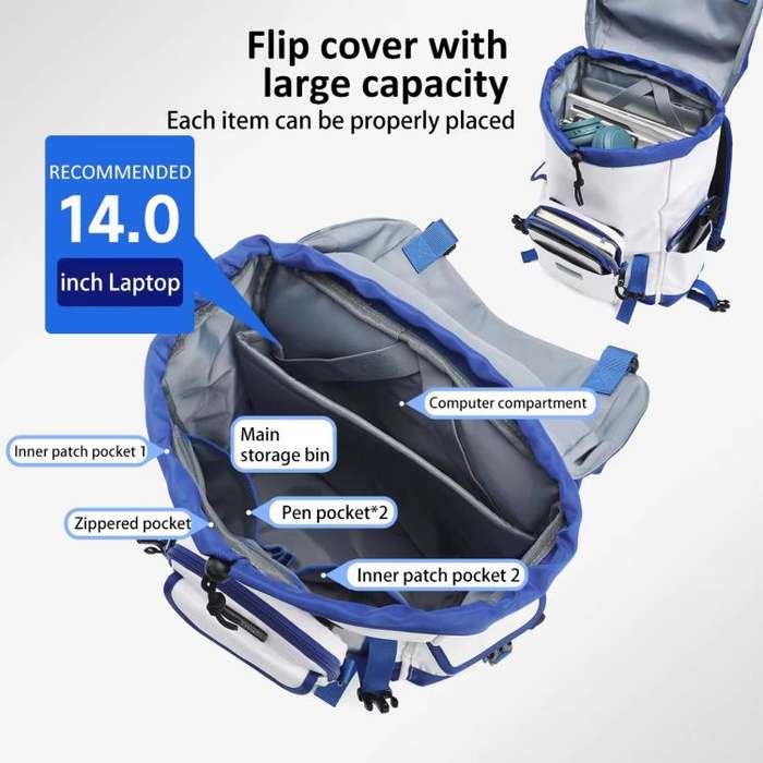 Tigernu School Backpack 14-Inch Laptop Bag With Flip-Top For Travel, Work & Daily Use Black Regular