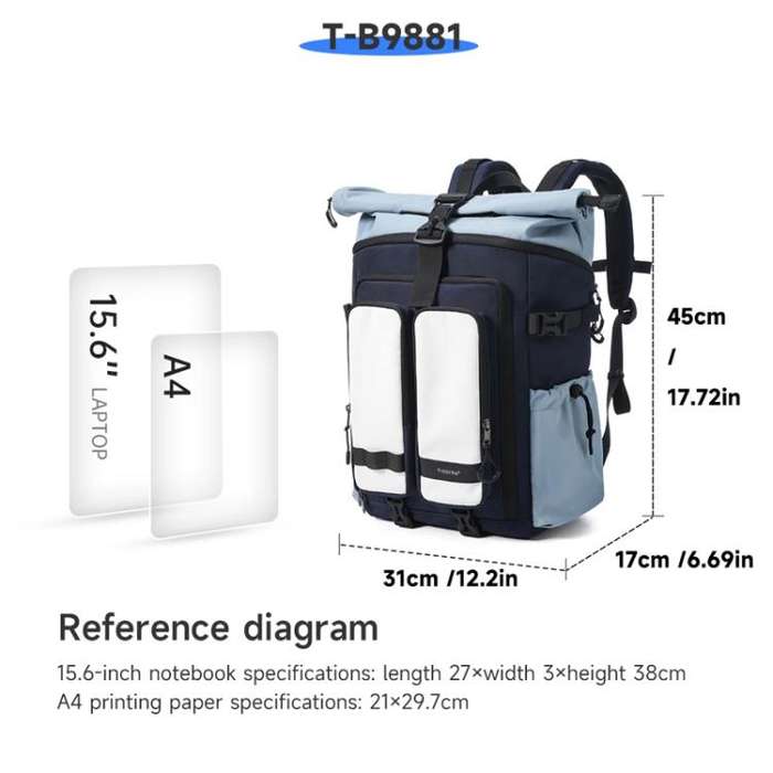 Tigernu Unisex Waterproof Travel Backpack Roll-Top Expandable Design with 15.6-inch Laptop & Tabl...