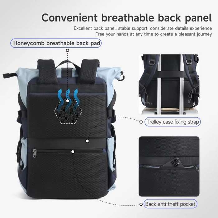 Tigernu Unisex Waterproof Travel Backpack Roll-Top Expandable Design with 15.6-inch Laptop & Tabl...