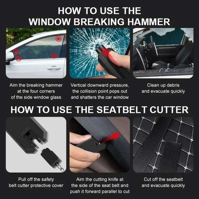 Car Safety Hammer Emergency Window Breaker(Black)
