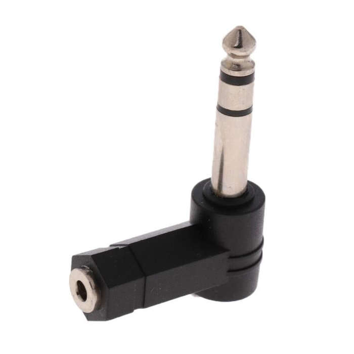 6.35mm To 3.5mm Plug 90 Degree Headphone Microphone Audio Adapter(Black)