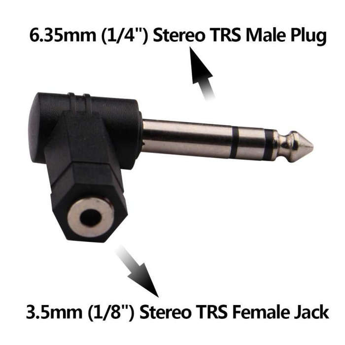 6.35mm To 3.5mm Plug 90 Degree Headphone Microphone Audio Adapter(Black)