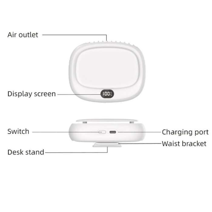 USB Outdoor High-power Bladeless Waist-hanging Portable Fan(DQ239 Black)