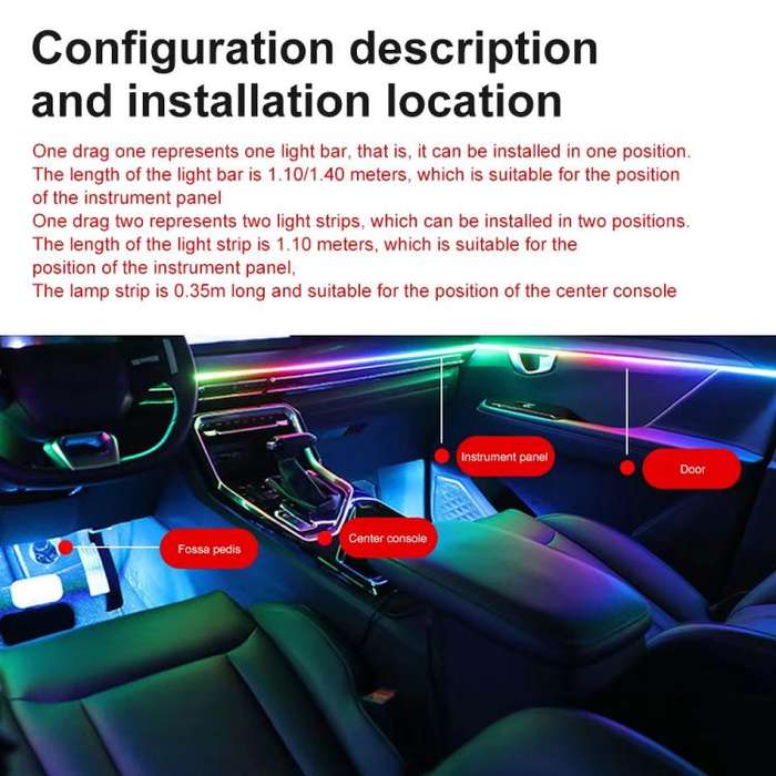 3 Control App Remote Control Colorful Car Interior Ambient Lighting Modified LED Acrylic USB Car ...