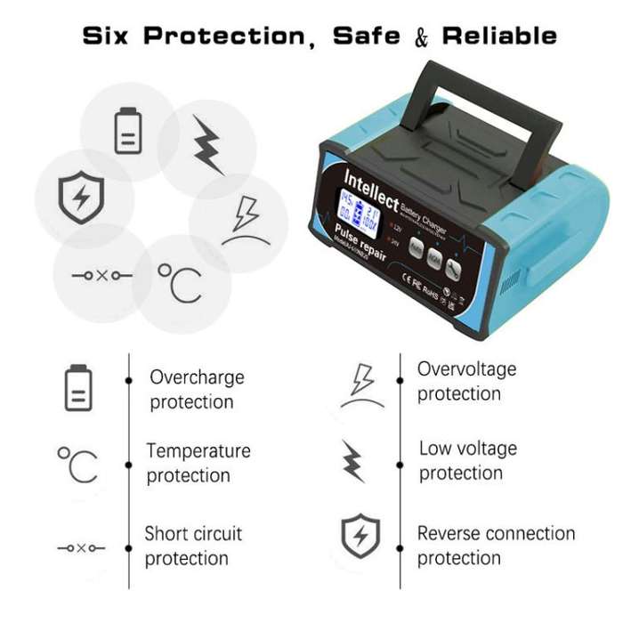 12V/24V Car Battery Charger Intelligent Pulse Lead-acid Battery Repair, Specification: AU Plug