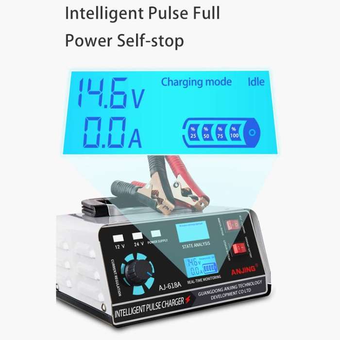 ANJING 12-24V Car Motorcycle Battery Charger Pure Copper Intelligent Pulse Repair, Specification:...