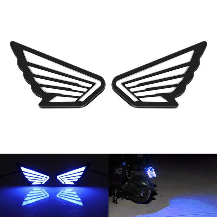 1pairs Motorcycle High-Brightness Winged Eagle Eye Lights Modified Headlights(Blue)