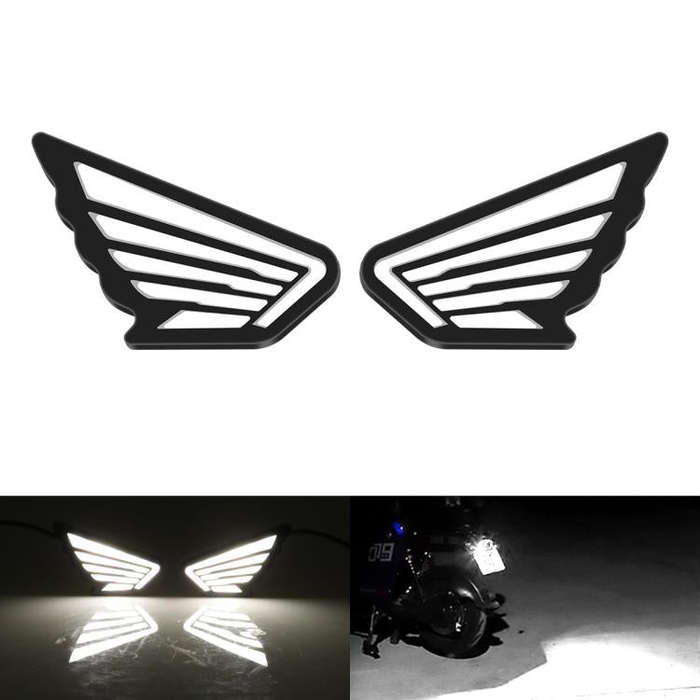 1pairs Motorcycle High-Brightness Winged Eagle Eye Lights Modified Headlights(White)