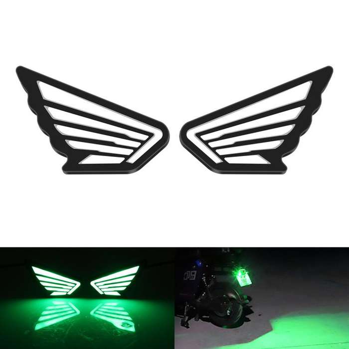 1pairs Motorcycle High-Brightness Winged Eagle Eye Lights Modified Headlights(Green)