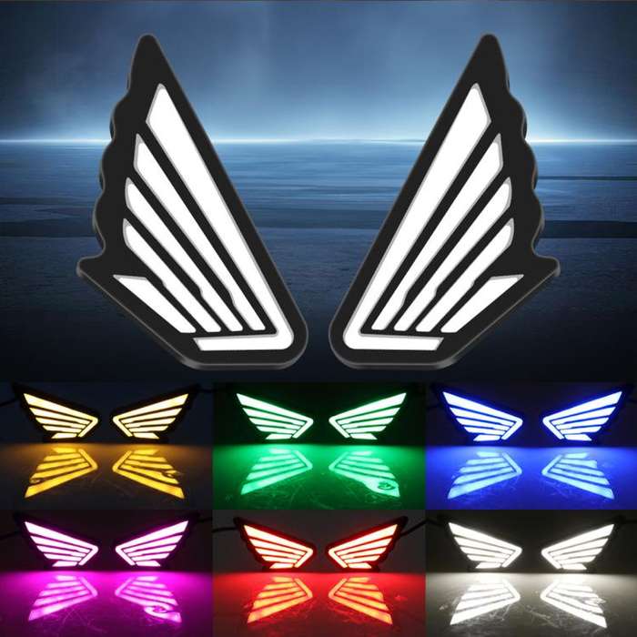 1pairs Motorcycle High-Brightness Winged Eagle Eye Lights Modified Headlights(White)