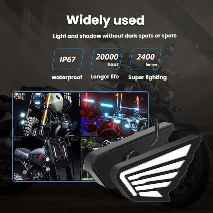 1pairs Motorcycle High-Brightness Winged Eagle Eye Lights Modified Headlights(White)