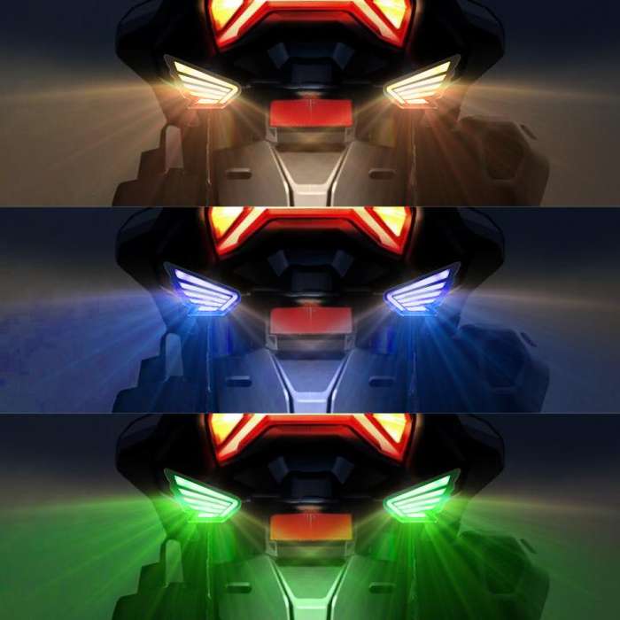 1pairs Motorcycle High-Brightness Winged Eagle Eye Lights Modified Headlights(Green)