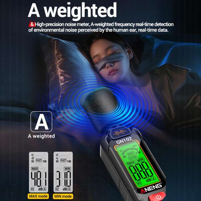 ANENG Sound Decibel Tester Volume Sound Level Noise Meter(No Battery)