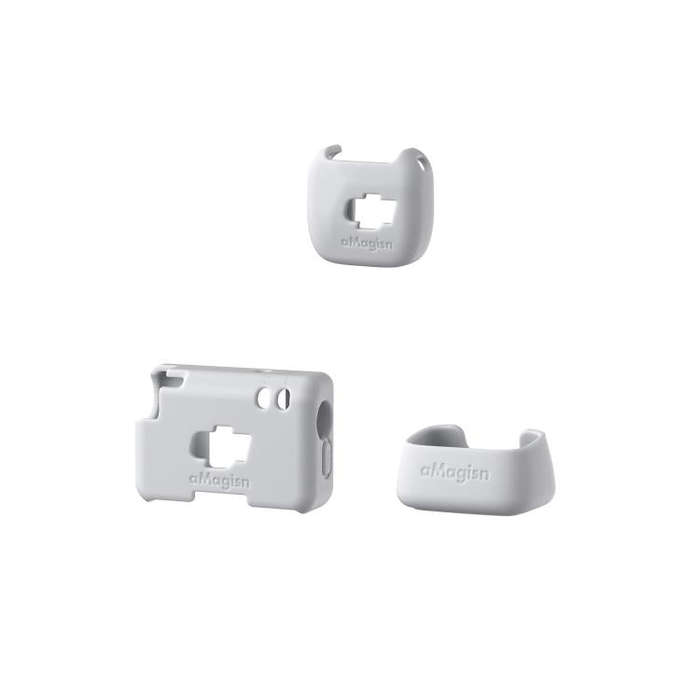 For DJI Mic Mini aMagisn MP01 Silicone Protective Case, Color: 3 In 1 Gray