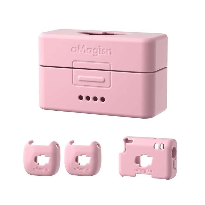 For DJI Mic Mini aMagisn MP01 Silicone Protective Case, Color: 4 In 1 Pink