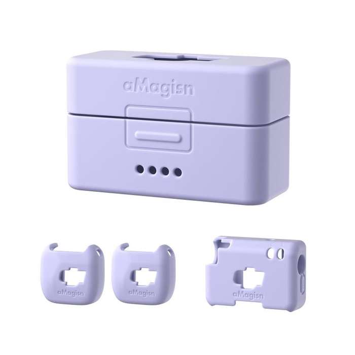 For DJI Mic Mini aMagisn MP01 Silicone Protective Case, Color: 4 In 1 Purple