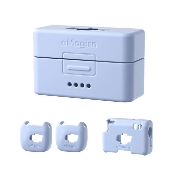 For DJI Mic Mini aMagisn MP01 Silicone Protective Case, Color: 4 In 1 Blue