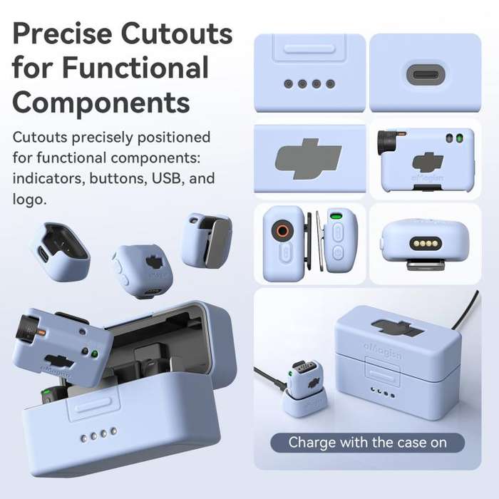 For DJI Mic Mini aMagisn MP01 Silicone Protective Case, Color: 3 In 1 Gray