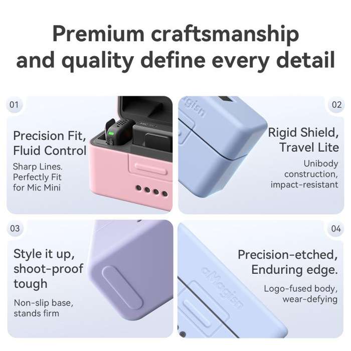 For DJI Mic Mini aMagisn MP01 Silicone Protective Case, Color: 3 In 1 Purple