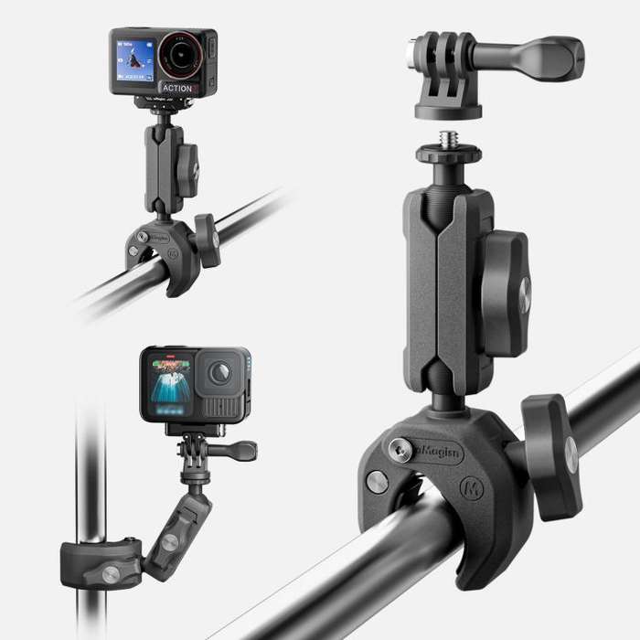aMagisn HM10 For Insta360, DJI, GoPro Cameras Metal Arm Clamp Holder Cycling Clamp Bracket
