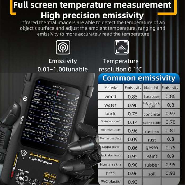 Standard+Flexible Coil BSIDE SH9 Infrared Thermal Imaging Multimeter Touchscreen High-Definition ...