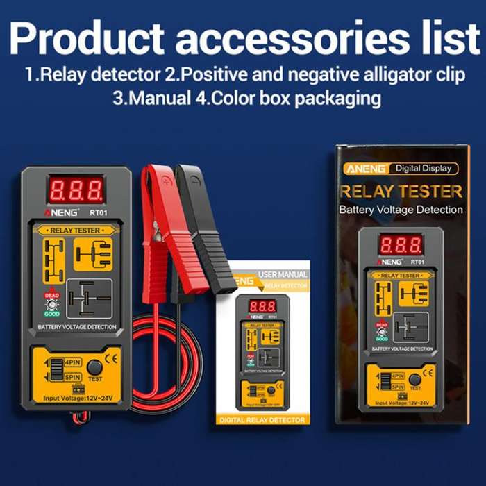 ANENG 12V/24V Car Battery Relay Four-Pin Digital Display Tester(RT01)