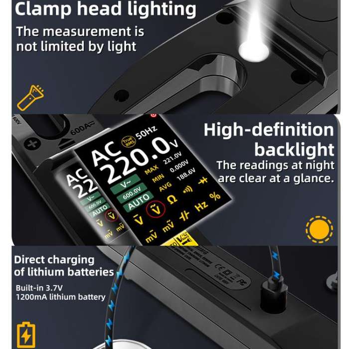 BSIDE U5 600A Intelligent High-Precision Clamp Meter U-Type Multimeter