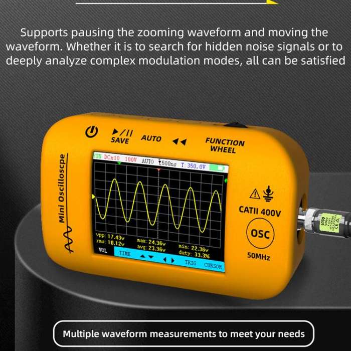 BSIDE OT4 Miniature Oscilloscope Signal Generator Rechargeable Handheld Color Screen 50MHz Oscill...