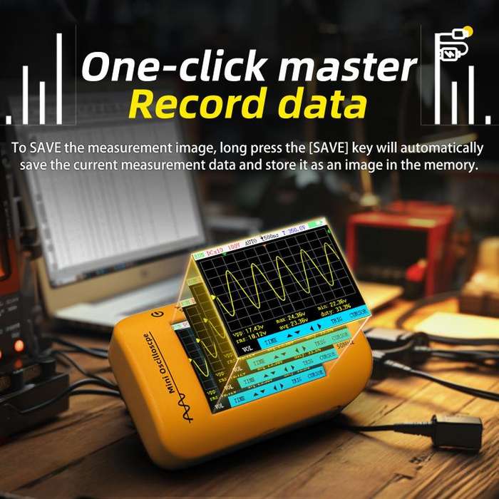 BSIDE OT4 Miniature Oscilloscope Signal Generator Rechargeable Handheld Color Screen 50MHz Oscill...