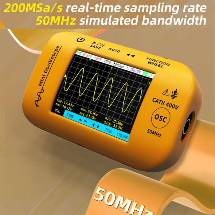 BSIDE OT4 Miniature Oscilloscope Signal Generator Rechargeable Handheld Color Screen 50MHz Oscill...