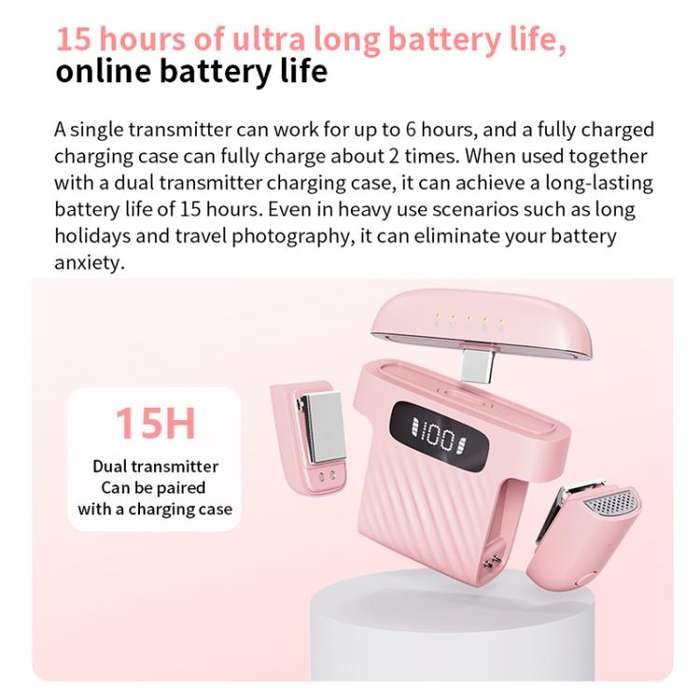 One To Two Mini Wireless Collar-clip Noise-cancelling Microphone With Charging Case(Black)