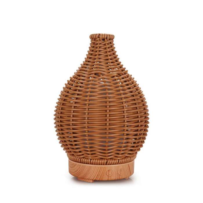 24V EU Plug 100ML Hollow Rattan Ultrasonic Humidifier & Aromatherapy Diffuser with 7-Color LED Li...