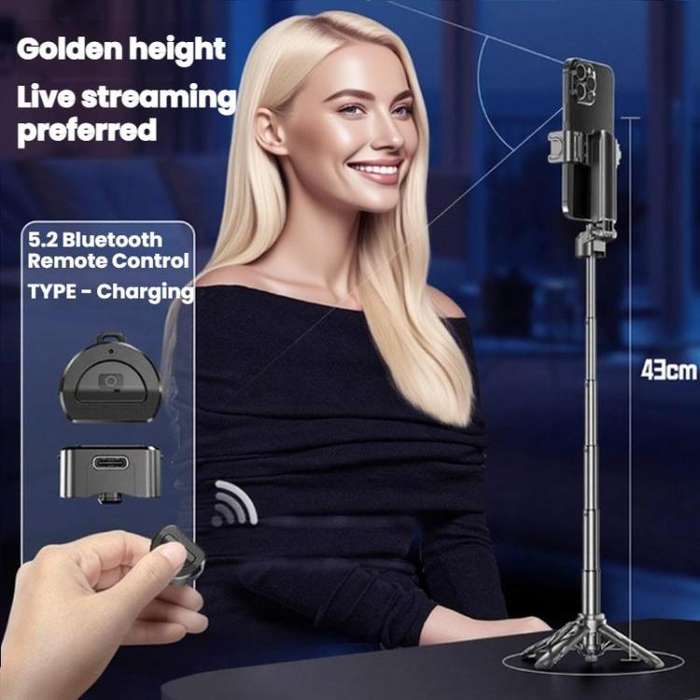 Portable Retractable Bluetooth Selfie Stick For Mobile Phones, Color: P15-H1 Black