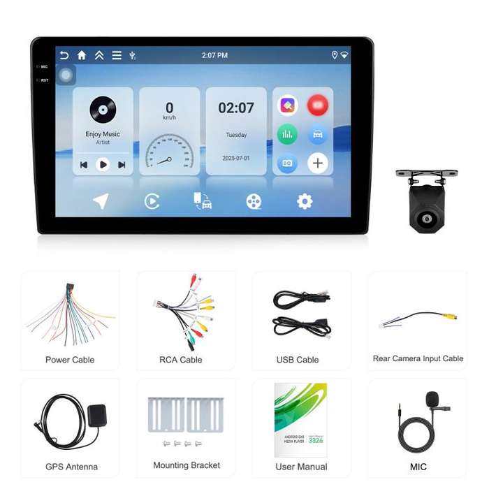 10 inch 4+128G Universal Android 15 Central Control Large Screen Car Wireless Carplay Navigation ...