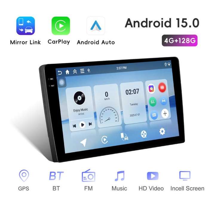 10 inch 4+64G Universal Android 15 Central Control Large Screen Car Wireless Carplay Navigation I...