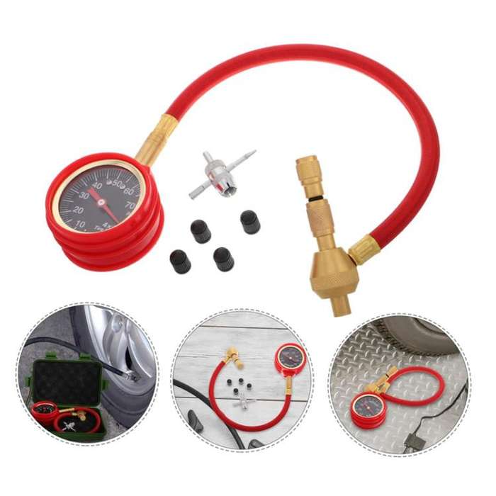 Car Modification Fine Steel Needle Tube Tire Pressure Gauge(Red)