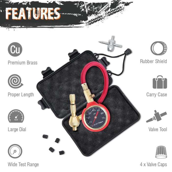 Car Modification Fine Steel Needle Tube Tire Pressure Gauge(Red)