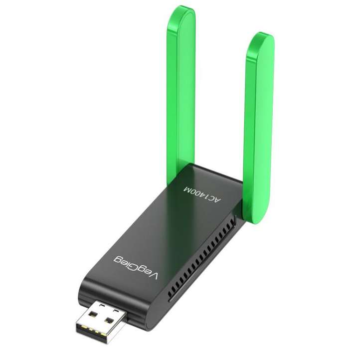 VegGieg 1400Mbps Dual Band WIFI 6 USB Wireless Adapter Driver-Free Network Card  for Desktop PC/L...