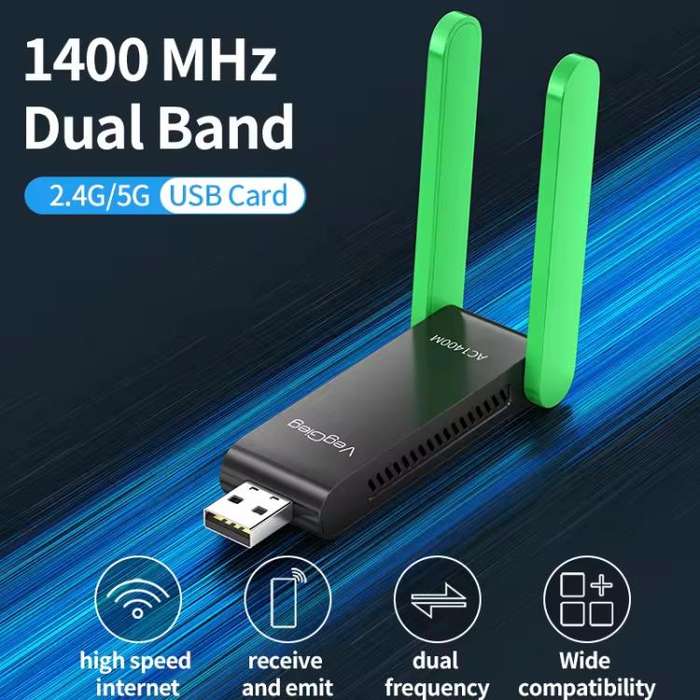 VegGieg 1400Mbps Dual Band WIFI 6 USB Wireless Adapter Driver-Free Network Card  for Desktop PC/L...