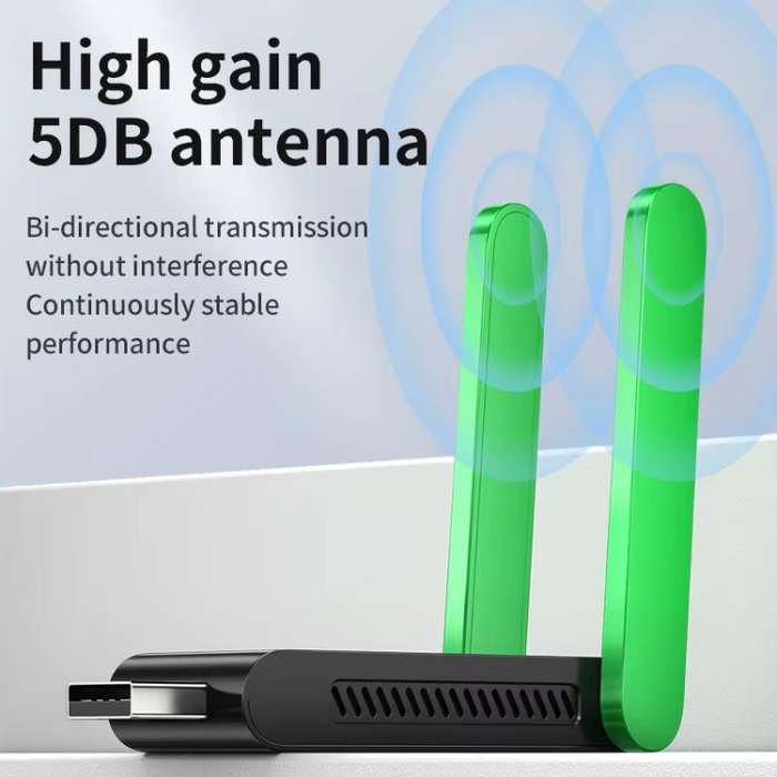 VegGieg 1400Mbps Dual Band WIFI 6 USB Wireless Adapter Driver-Free Network Card  for Desktop PC/L...