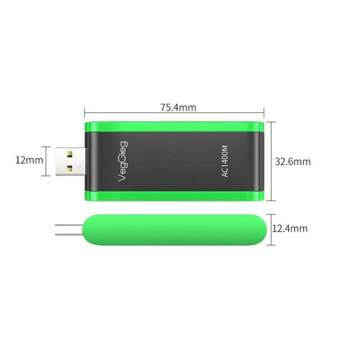 VegGieg 1400Mbps Dual Band WIFI 6 USB Wireless Adapter Driver-Free Network Card  for Desktop PC/L...