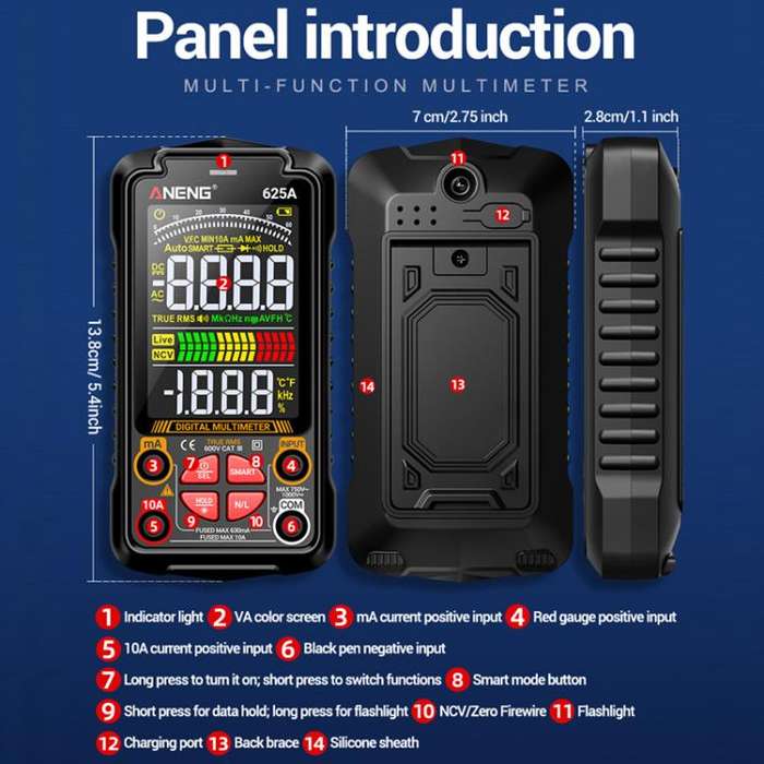 ANENG Intelligent Digital Maintenance Electrician Charging Multimeter(625A)