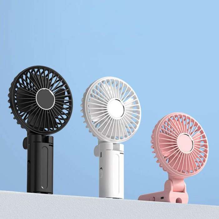 Folding Hanging Umbrella Fan USB Handheld Portable Umbrella Clip Fan Compact Desktop Fan(Pink)