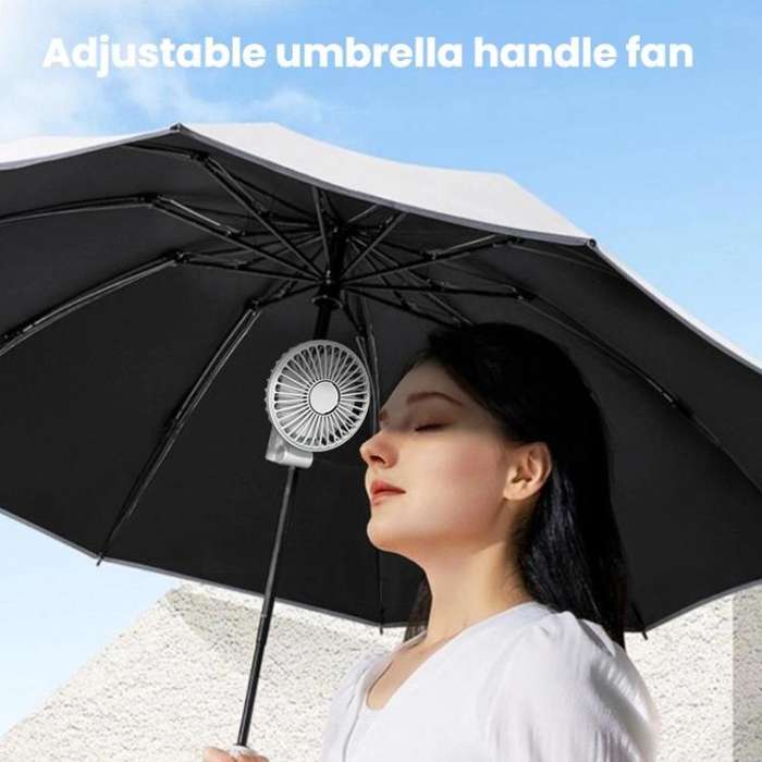 Folding Hanging Umbrella Fan USB Handheld Portable Umbrella Clip Fan Compact Desktop Fan(Pink)