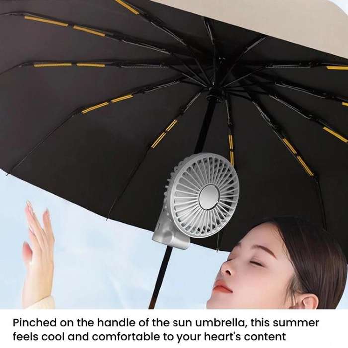 Folding Hanging Umbrella Fan USB Handheld Portable Umbrella Clip Fan Compact Desktop Fan(Pink)