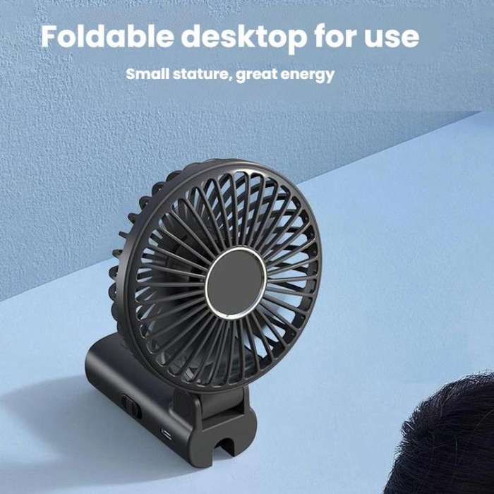 Folding Hanging Umbrella Fan USB Handheld Portable Umbrella Clip Fan Compact Desktop Fan(Pink)