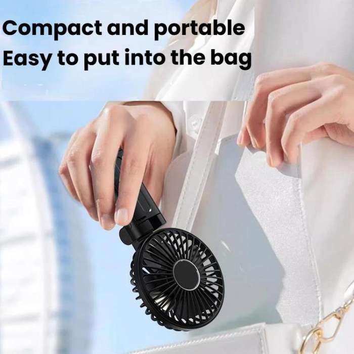 Folding Hanging Umbrella Fan USB Handheld Portable Umbrella Clip Fan Compact Desktop Fan(Black)